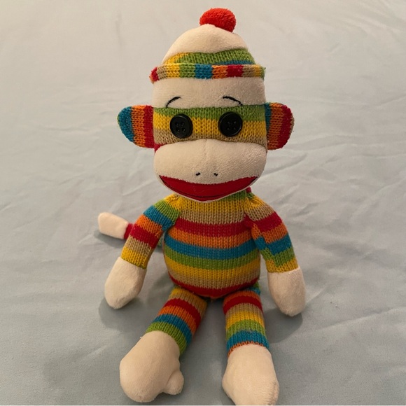 Ty Other - Ty Beanie Baby SOCKS the Sock Monkey 2012 Colorful Striped Knit